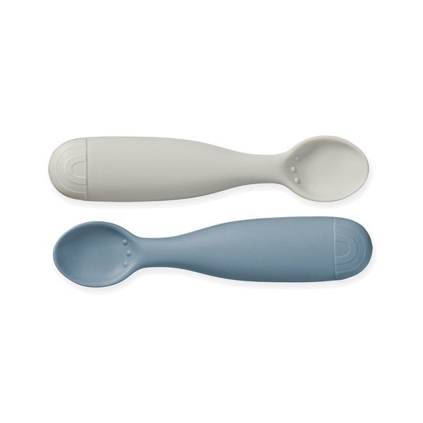Modré/sivé detské lyžičky v súprave 2 ks zo silikónu Midnight Mix – Cam Cam Copenhagen