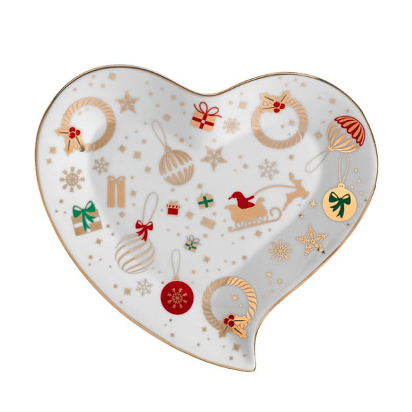 Porcelánový servírovací tanier v tvare srdca Brandani Alleluia, dĺžka 20 cm