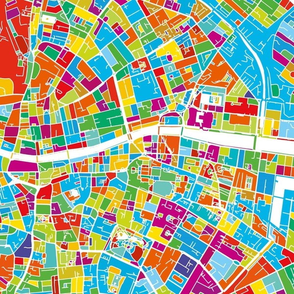 Obraz Homemania Maps Dublin, 60 × 60 cm