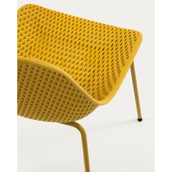 Žltá kovová záhradná stolička Quinby – Kave Home-image-4