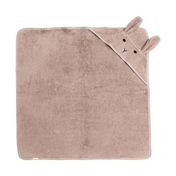 Ružovo-hnedá bavlnená detská osuška s kapucňou 75x75 cm Rabbit – Kindsgut-image-1