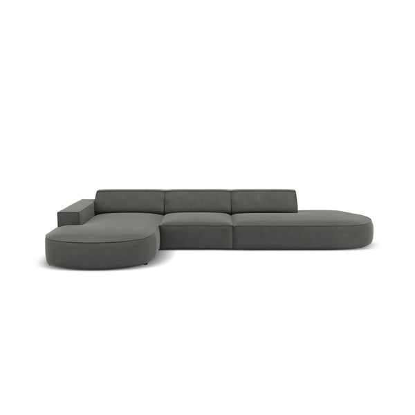 Sivá zamatová rohová pohovka (ľavý roh) Jodie - Micadoni Home