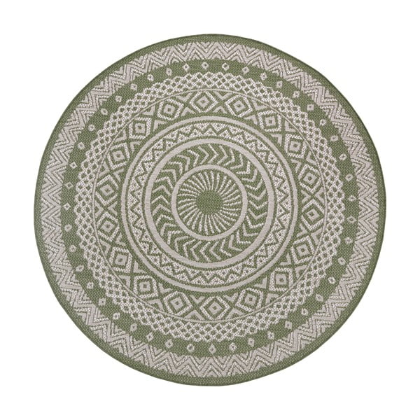 Zeleno-béžový vonkajší koberec Ragami Round, ø 120 cm
