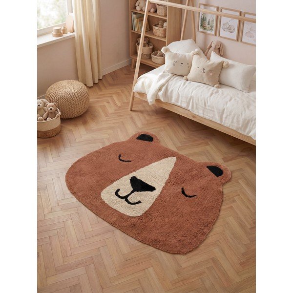 Hnedý prateľný/ručne tkaný bavlnený detský koberec 101x120 cm Snuggle Benni – Hanse Home-image-1