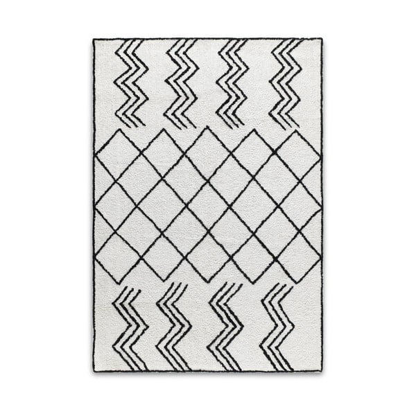 Čierno-biely koberec z bavlny HF Living Morocco Raaba, 140 × 200 cm