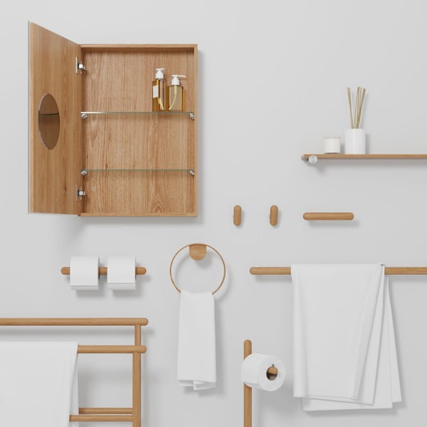 Nástenná kúpeľňová skrinka z dubového dreva Wireworks Slimfit-image-4