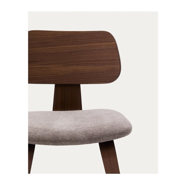 Béžová/tmavohnedá jedálenská stolička v dekore orecha Gena – Kave Home-image-3
