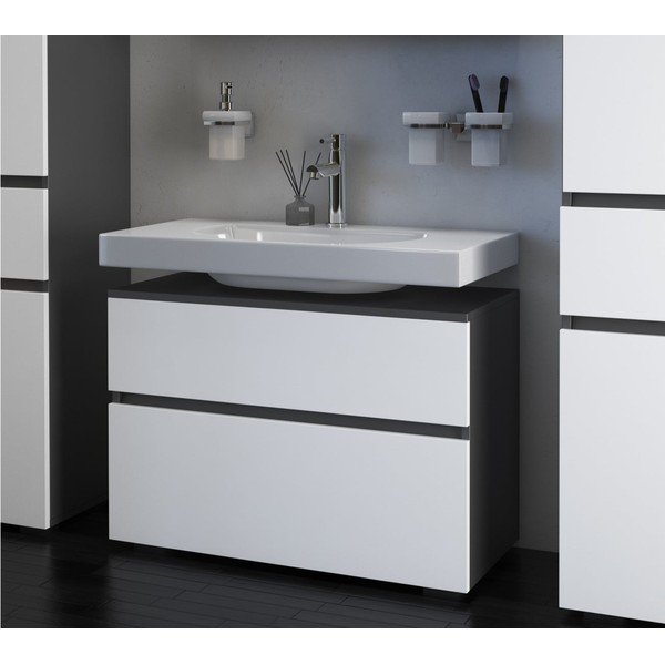Bielo–antracitová skrinka pod umývadlo 80x55 cm Wisla – Støraa-image-3