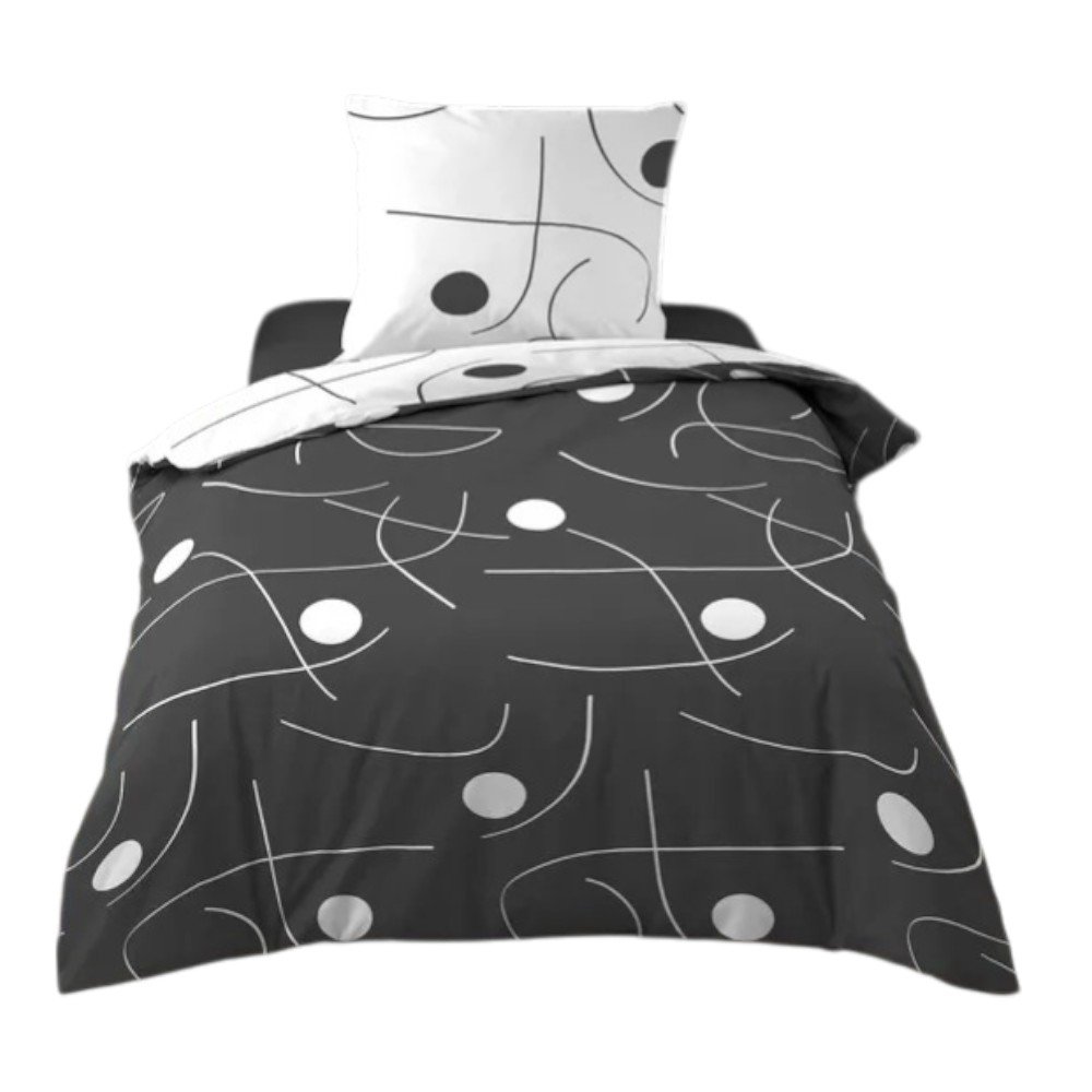 Biele/tmavosivé obliečky na jednolôžko z mikrovlákna 140x200 cm Sonate – douceur d'intérieur