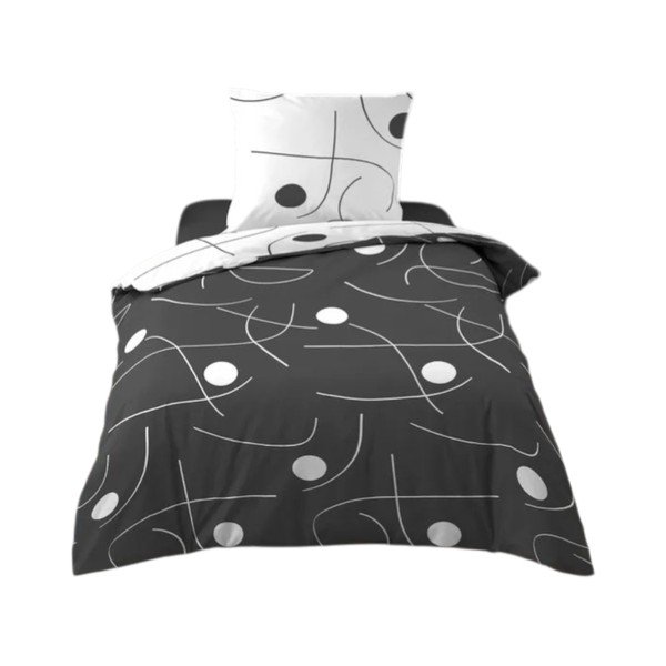 Biele/tmavosivé obliečky na jednolôžko z mikrovlákna 140x200 cm Sonate – douceur d'intérieur