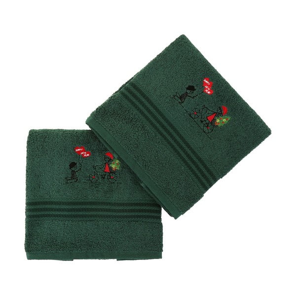 Sada 2 zelených bavlnených ručníkov Bisiklet Green