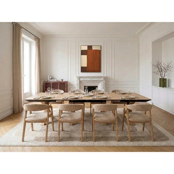 Rozkladací jedálenský stôl s prídavnou doskou s doskou v dubovom dekore 100x160 cm Martha – Bobochic Paris-image-2