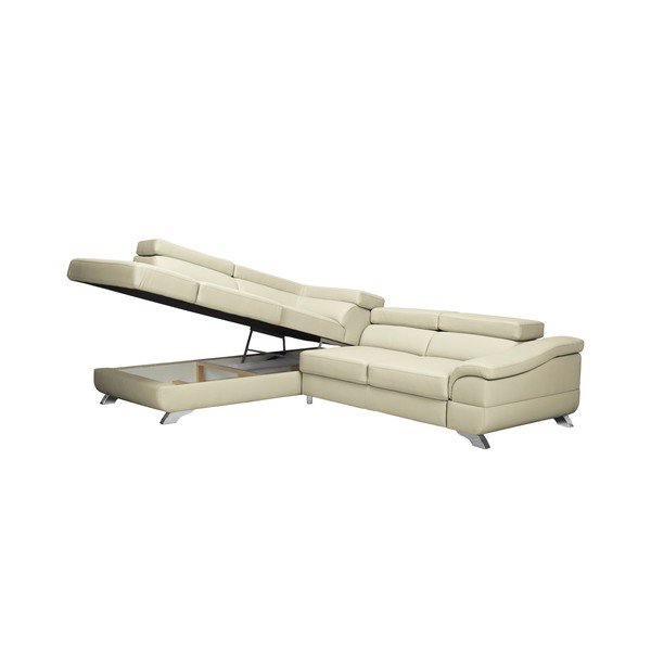 Béžová kožená rozkladacia rohová pohovka Windsor & Co Sofas Gamma, ľavý roh-image-4