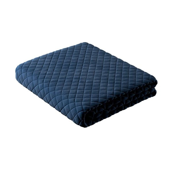 Modrá prešívaná posteľná prikrývka na dvojlôžko 170x210 cm Posh Velvet - Yellow Tipi
