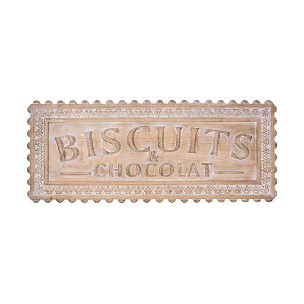 Nástenná ceduľa z borovicového dreva Antic Line Biscuits et Chocolat
