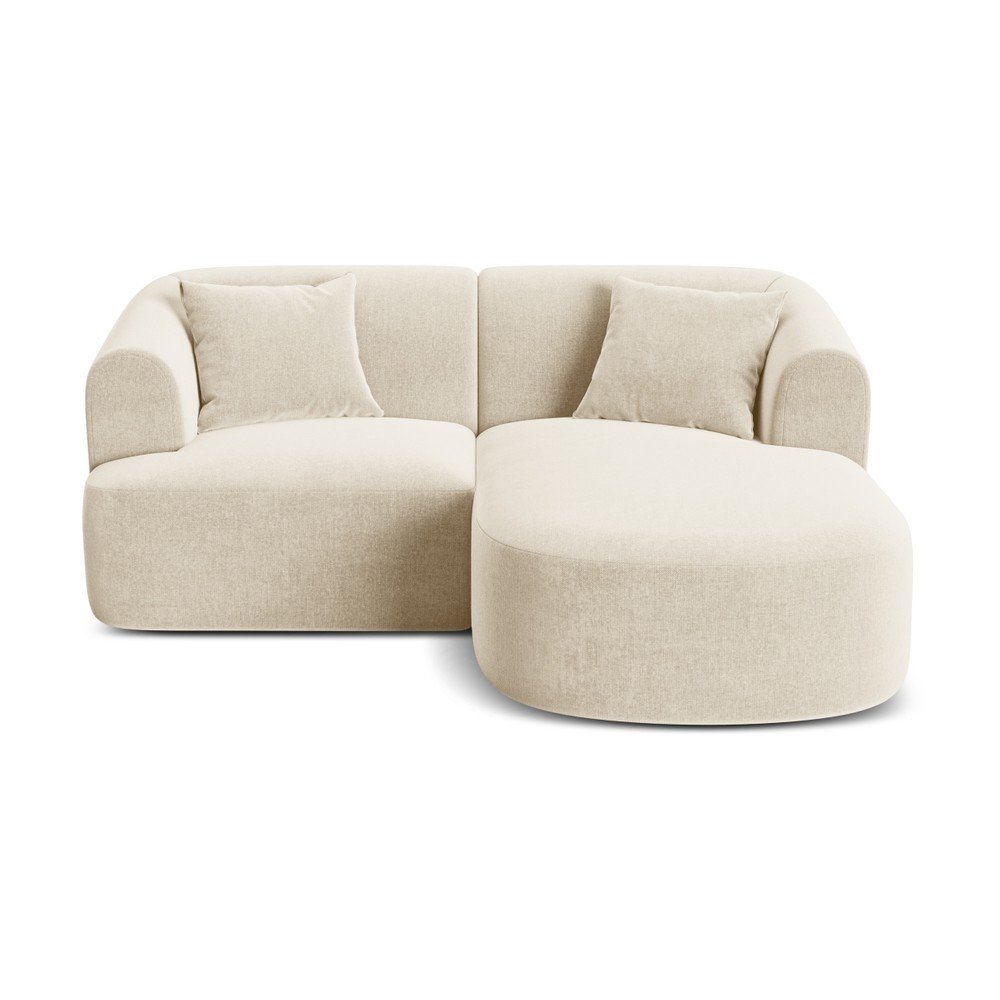 Béžová zamatová rohová pohovka (pravý roh/s leňoškou) Campi – Cosmopolitan Design