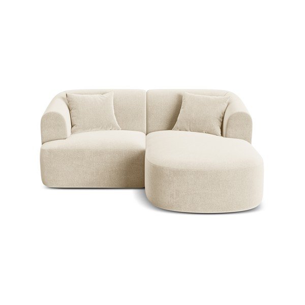 Béžová zamatová rohová pohovka (pravý roh/s leňoškou) Campi – Cosmopolitan Design