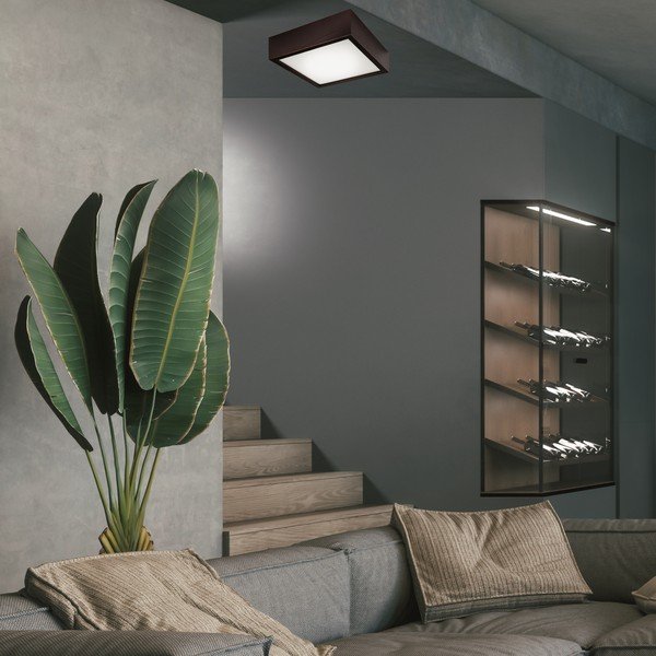 Tmavohnedé stropné svietidlo so skleneným tienidlom 27,5x27,5 cm Quadro – LAMKUR-image-2