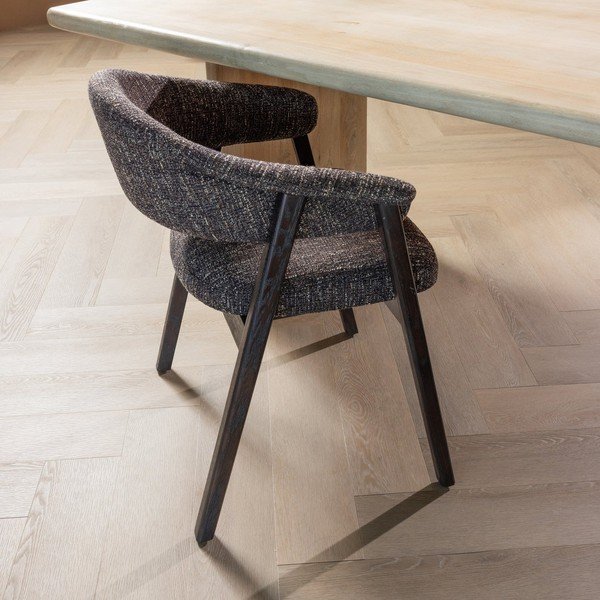 Tmavohnedá čalúnená jedálenská stolička s podrúčkami Tunar – WOOOD-image-1