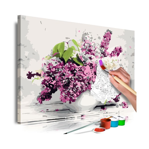 DIY set na tvorbu vlastného obrazu na plátne Artgeist Vase and Flowers, 60 × 40 cm