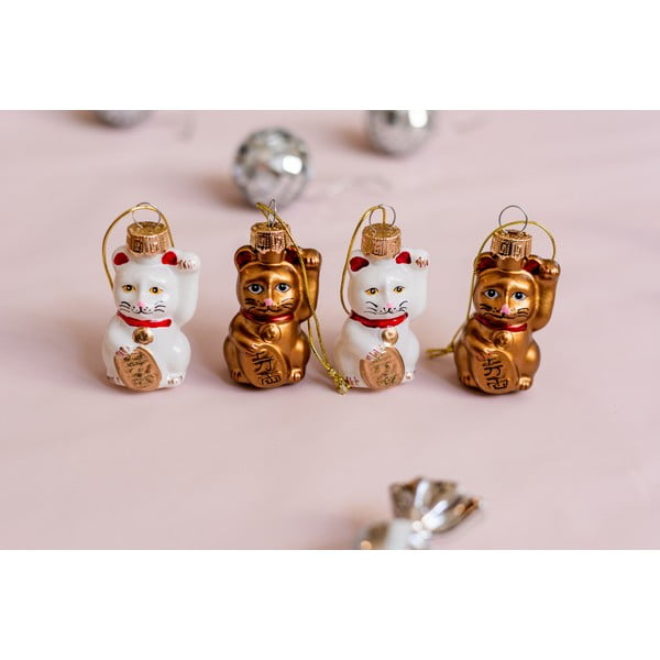 Sklenené vianočné ozdoby v súprave 4 ks Lucky Cat – Sass & Belle-image-1