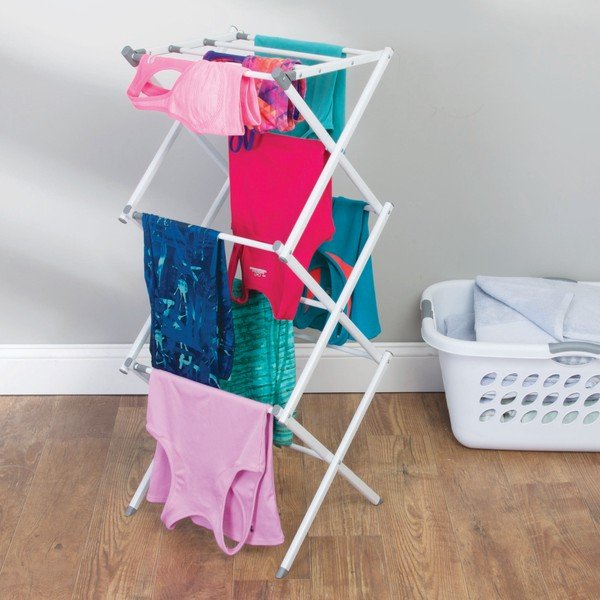 Biely trojposchodový sušiak na bielizeň iDesign Brezio, 75 x 38 cm-image-1