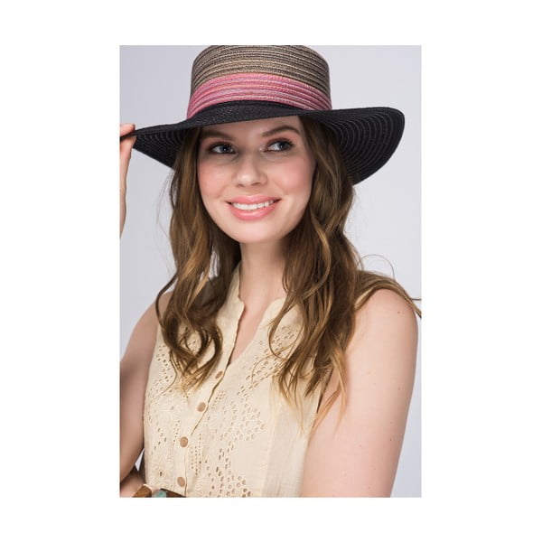 Černo-ružový dámsky klobúk z čistej bavlny NW Flora