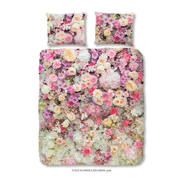 Ružové bavlnené obliečky na jednolôžko Muller Textiels Explosion, 140 × 200 cm