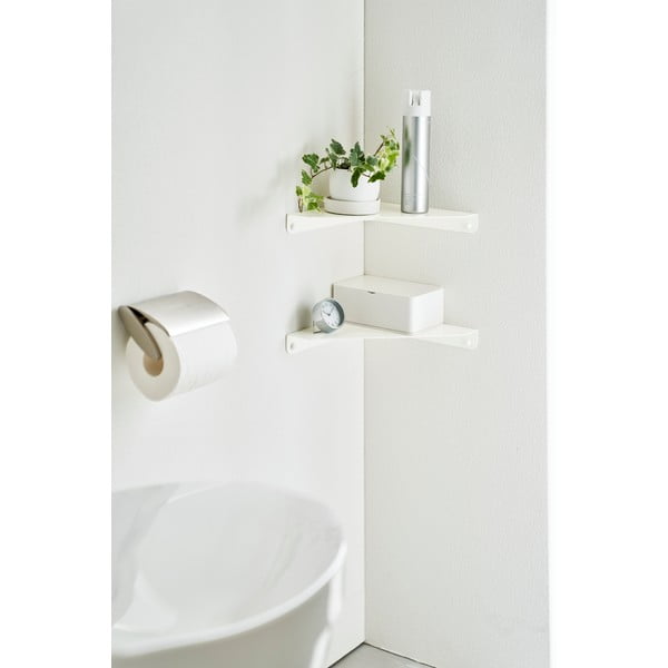 Biela rohová kovová polica 22 cm Tower – YAMAZAKI-image-1