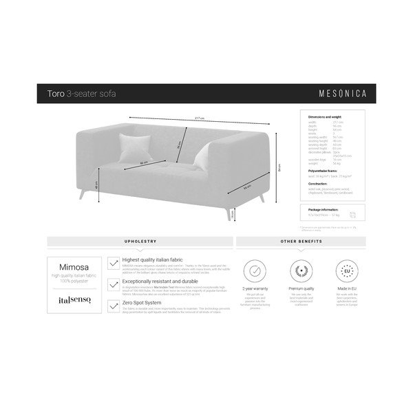 Medovožltá pohovka MESONICA Toro, 217 cm-image-3
