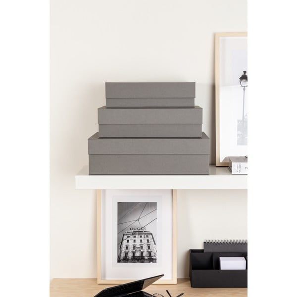 Sivé kartónové úložné boxy v súprave 3 ks s vekom 42,5x29,5x13 cm Kian Paper Laminate – Bigso-image-1