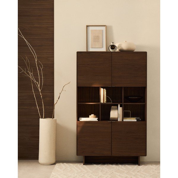 Tmavohnedá skrinka v dekore orecha 100x163x40 cm Norlen – Kave Home-image-4