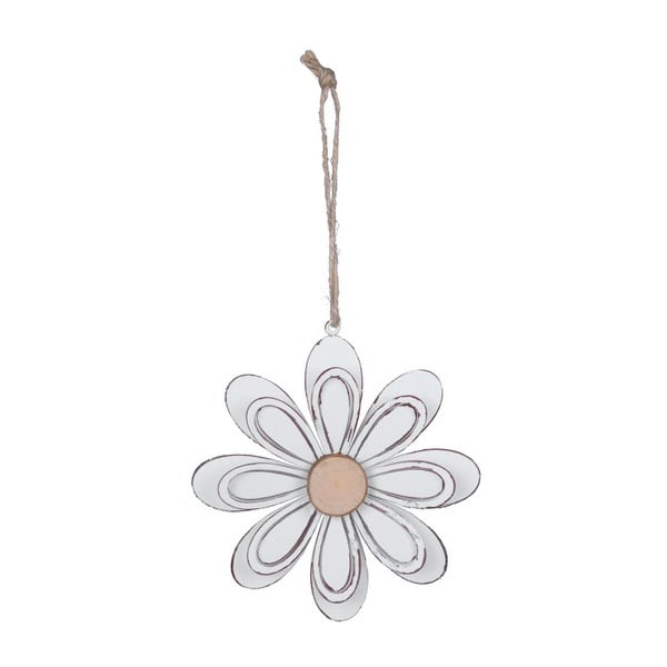 Biela kovová závesná dekorácia v tvare kvetiny Ego Dekor, ø 13 cm