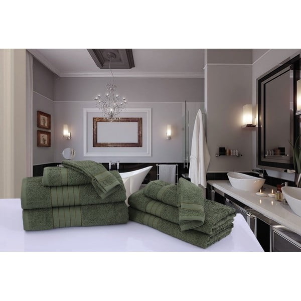 Tmavozelené froté bavlnené uteráky v súprave 4 ks 50x100 cm – Good Morning-image-2