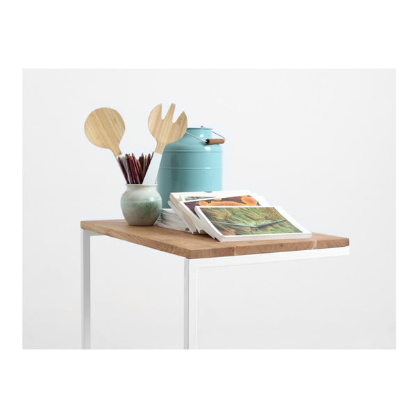 Stôl s bielou podnožou s doskou z masívneho duba CustomForm Lupe-image-1