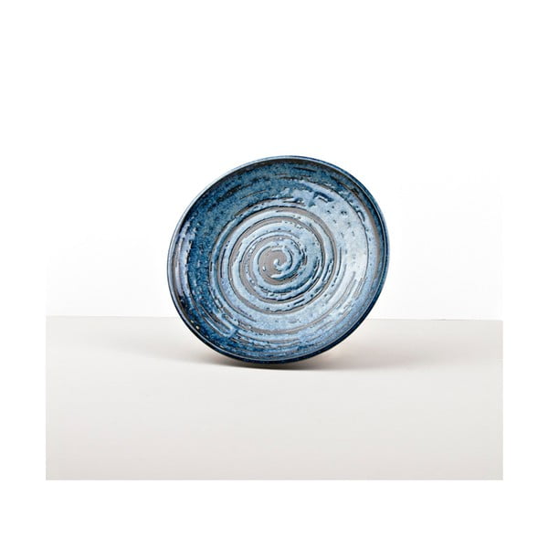 Modrý keramický tanier Made In Japan Copper Swirl, ⌀ 20 cm
