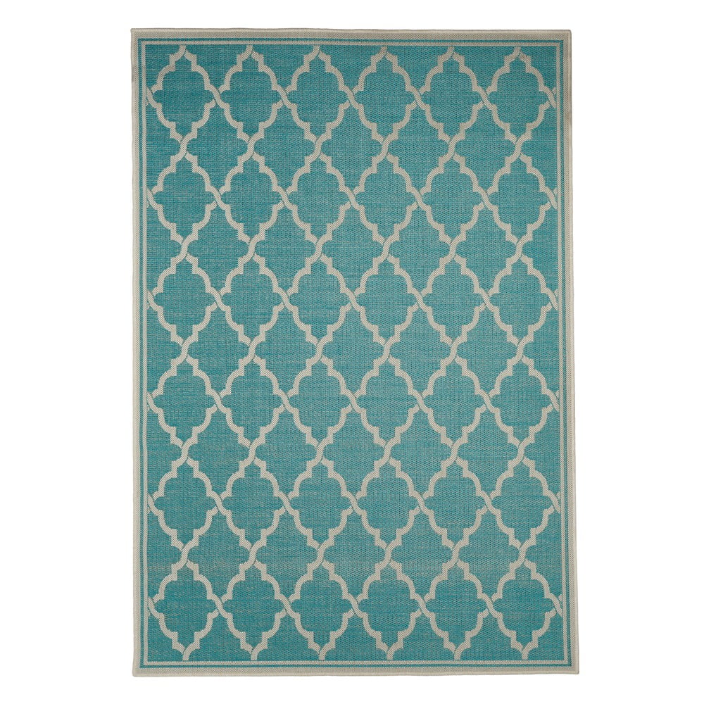 Tyrkysovomodrý vonkajší koberec Floorita Intreccio Turquoise, 135 x 190 cm