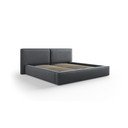Tmavosivá čalúnená dvojlôžková posteľ s úložným priestorom a roštom 180x200 cm Arendal – Cosmopolitan Design