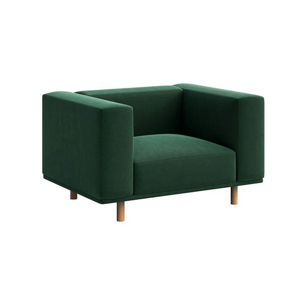 Tmavozelené zamatové relaxačné kreslo Kukumo – Ame Yens