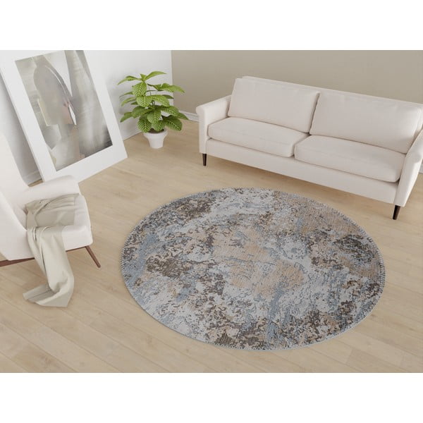 Svetlomodrý/svetlohnedý prateľný okrúhly koberec ø 100 cm Sandstorm – Vitaus-image-1