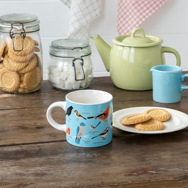 Modrý/krémový keramický hrnček 350 ml Garden Birds – Rex London-image-1