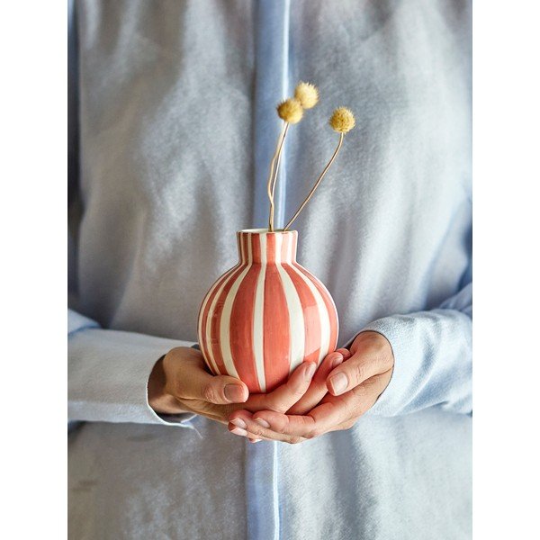 Oranžová ručne maľovaná váza z dolomitu (výška  11 cm) Fian – Bloomingville-image-1