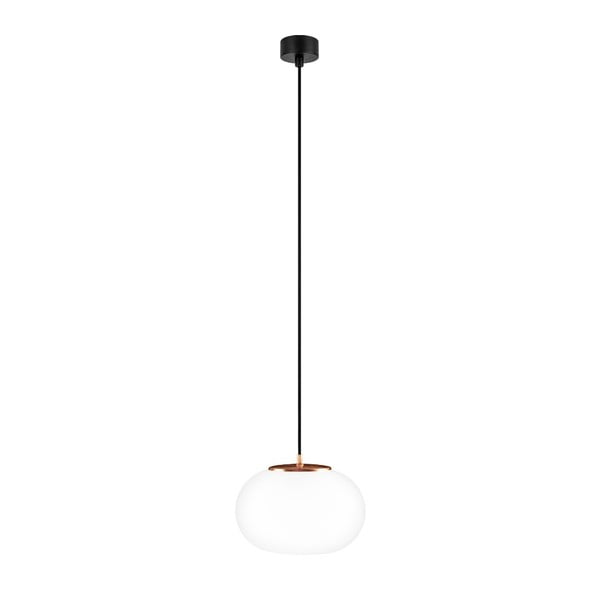 Biele stropné svietidlo s čiernym káblom a detailom v medenej farbe Sotto Luce Dosoi