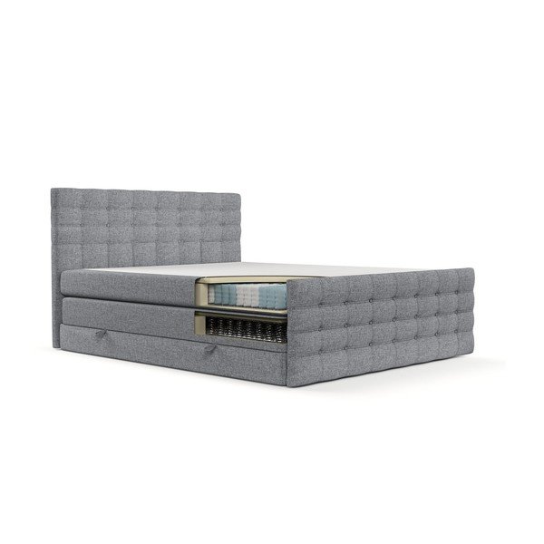 Sivá boxspring posteľ s úložným priestorom 180x200 cm Blend – Maison de Rêve-image-2