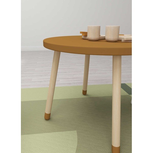 Horčicovožltý detský stôl Flexa Dots, ø 60 cm-image-1