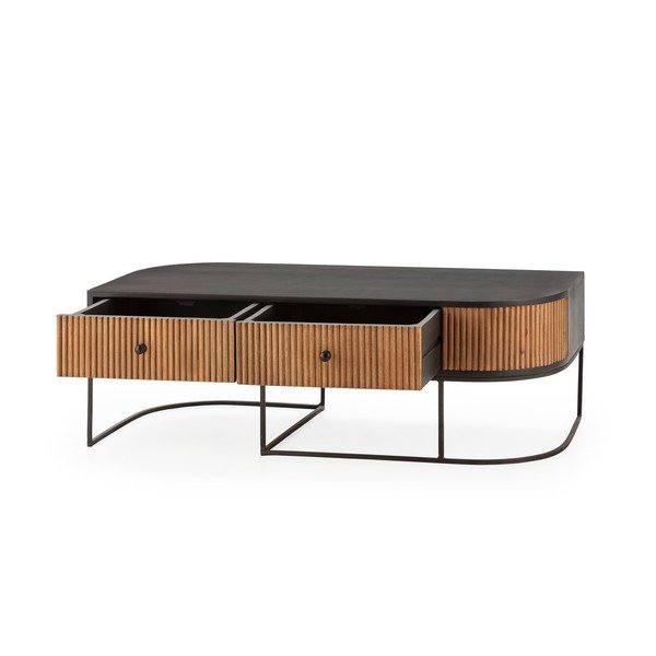 Konferenčný stolík z mangového dreva v prírodnej farbe 60x120 cm Curve – MOME-image-4