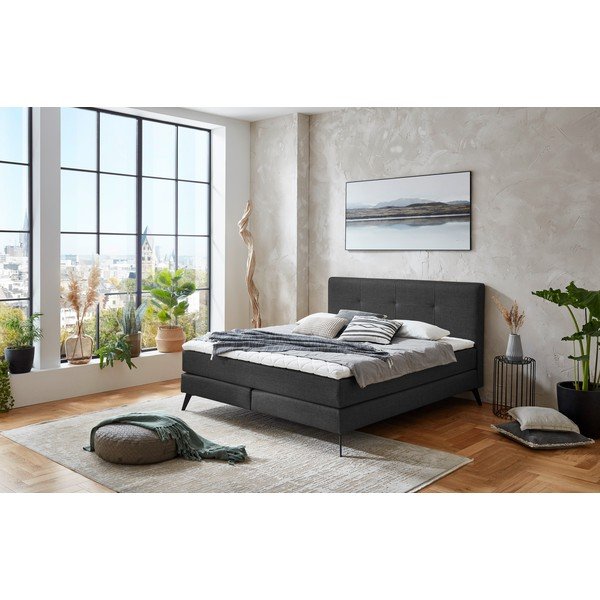 Antracitová boxspring posteľ 160x200 cm ANCONA – Meise Möbel-image-1