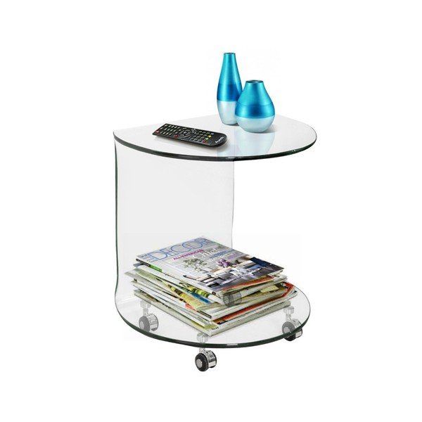 Sklenený odkladací stolík na kolieskach Esidra Simple-image-3