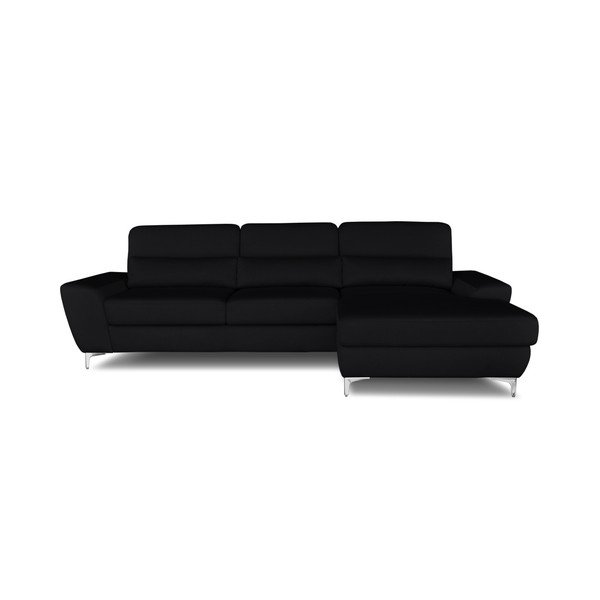 Čierna rohová rozkladacia pohovka Windsor & Co. Sofas Omega, pravý roh