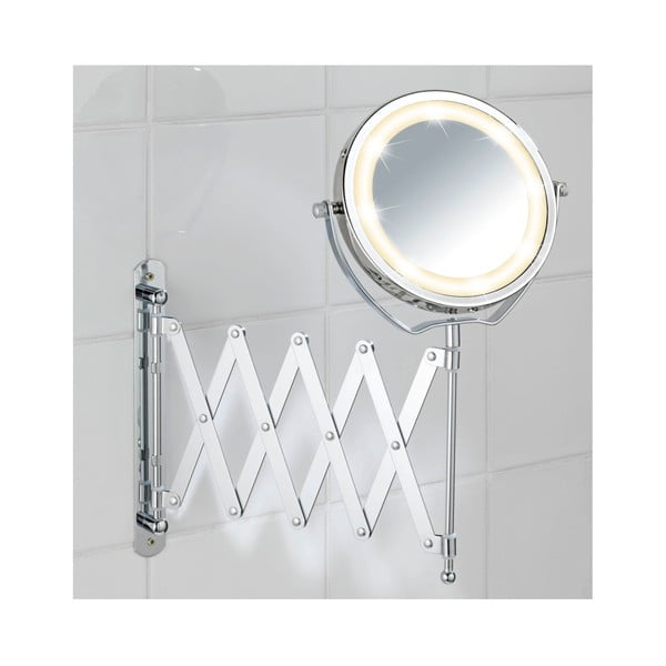 Oceľové kozmetické zrkadlo s LED svetlom Wenko Brolo-image-1